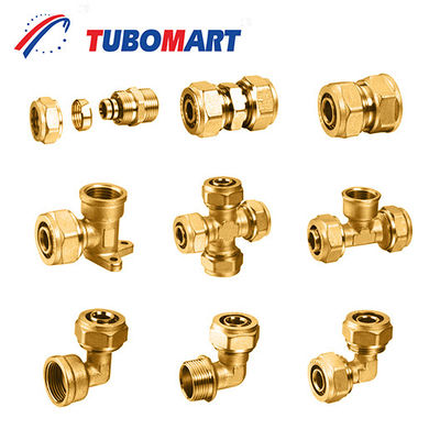 Fittings de compresión de tubos de latón PEX cromados para conexiones a prueba de fugas
