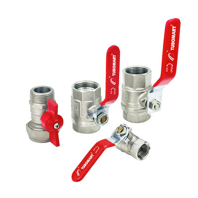 ODM 1/2 pulgadas de latón válvula de bola de gas personalizado con mango rojo