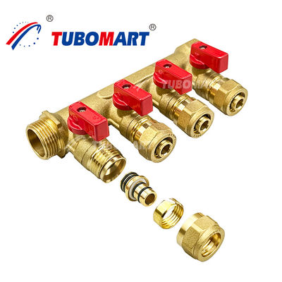 Manifold de distribución de Pex de latón 1/2 pulgada bajo Manifold de calefacción por suelo