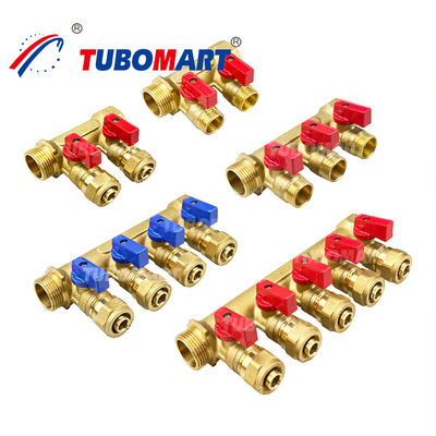 3 - 12 salidas de latón Pex Manifold 1/2 pulgada 150 Psi Sistema de manifold de tubería Pex
