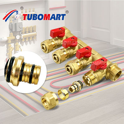 Conexión roscada de latón PEX Manifold 3/4 pulgadas 1 pulgada Pex Manifold de agua caliente