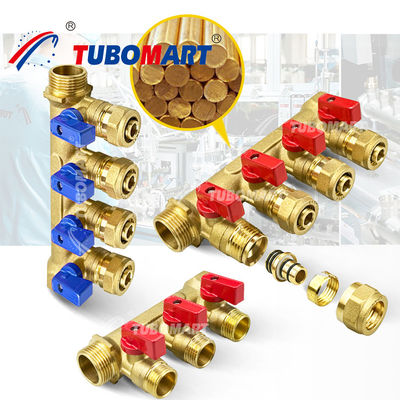 Múltiples salidas 1/2 pulgadas de latón Pex Manifold 150 Psi con resistencia a altas temperaturas