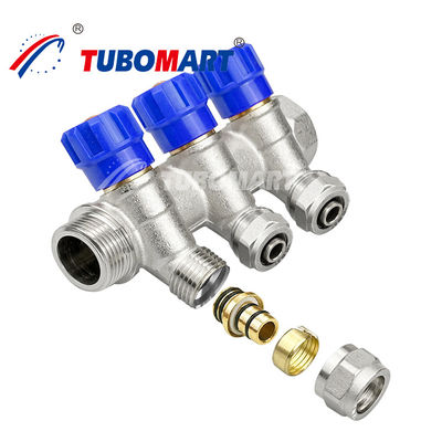 Sistemas de calefacción de suelo de latón de plomería Manifold 2 - 12 salidas de agua de tubería Manifold