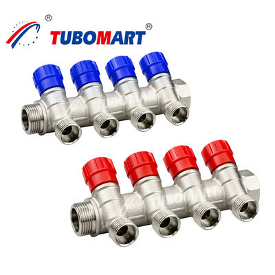 Manifold de tubería de latón Pex 2 - 12 puertos Manifold de calefacción por suelo con agua