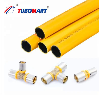 Instalaciones OEM de PEX amarillo Sistema de tuberías de gas de latón 16-32MM Instalación de prensa PEX de toma igual