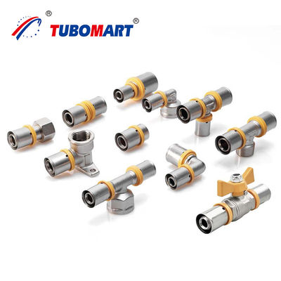 OEM Venta directa de fábrica 16-32MM PEX ajuste igual a 90 grados Codo PEX ajuste de prensa para gas
