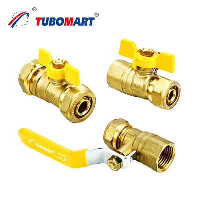 Conector de liberación rápida válvula de gas de latón rendimiento personalizable mango amarillo