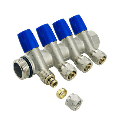 Partes de calefacción de piso tamaño personalizado Manifold de latón Pex con acabado de color personalizado en 2-6 direcciones