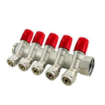 OEM de 2-6 vías de latón Pex Manifold tamaño personalizado / medios de temperatura normal para piezas de calefacción por suelo