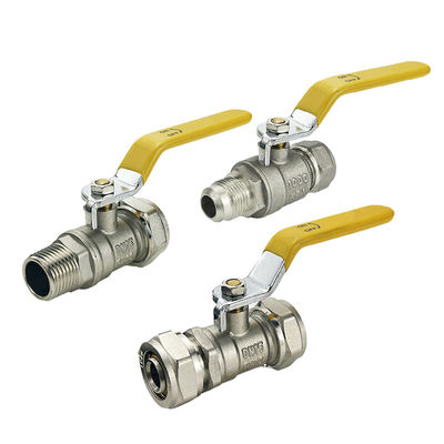 Válvula de gas de latón con certificación SAI GLOBAL AS4617-2004 y color amarillo / manija personalizada