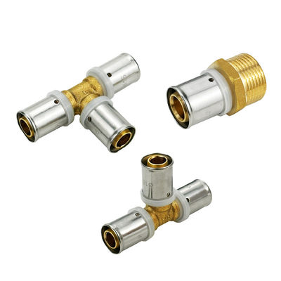 OEM 1/2 pulgadas PEX Accesorio de latón PEX Accesorio de prensa 3/4 pulgadas Tee igual para el tubo de calefacción por suelo de Pex