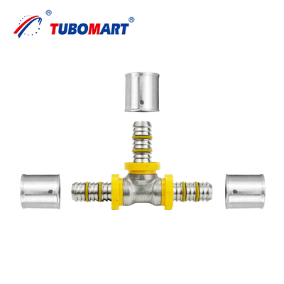 Tubomart Pex Al Pex Prensa de ajuste de codo igual PEX ajuste de gas de ajuste de tubería de gas Sistema de material de latón
