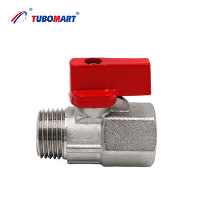 Tubomart Brass Color Nickel Plated conexión de tornillo de latón Mini válvula de bola para aplicaciones industriales agua de gas