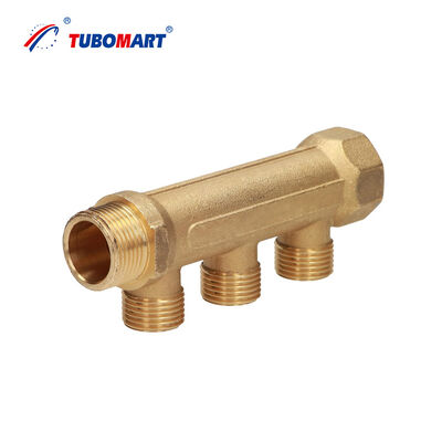 Tubomart OEM Colector de latón Color 2-6 Maneras Manifold de agua 36mm 50mm manguera de suelo Manifold de agua de latón para calefacción del suelo en el hogar
